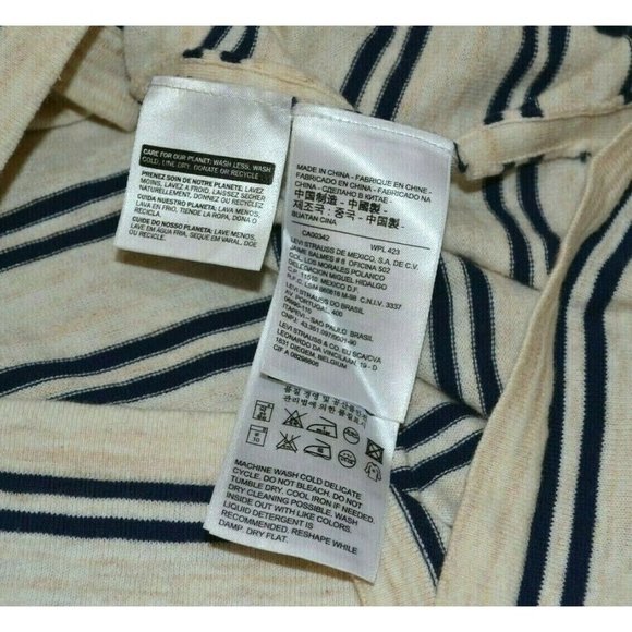LEVIS Womens Lt Beige / Navy Stripe Button Up Soft Cotton Cardigan - Size M - Picture 6 of 6